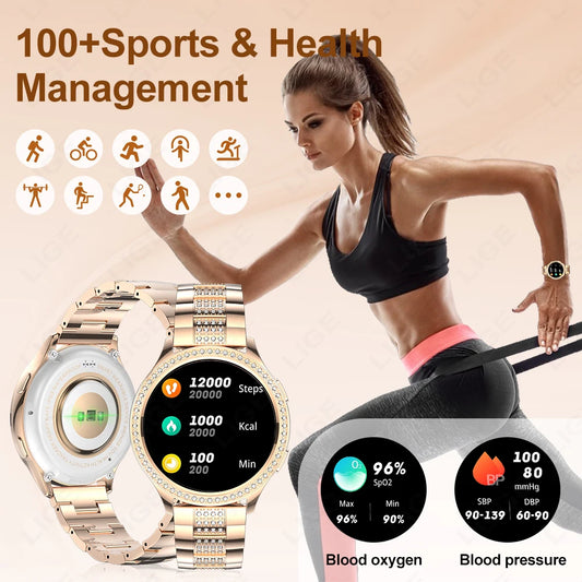 Women Smart Watch Bluetooth Call AI Voice Assistant Women's Watches Custom Watch Face Health Monitor Smartwatches
